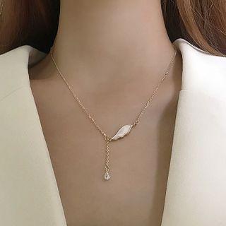 Pendant Alloy Necklace 2418 - 1 Pc - Gold - One Size