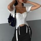 Square Neck Puff Sleeve Cut-out Top