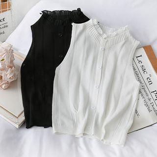 Button-down Stand-collar Knit Vest