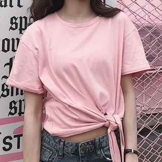 Tie-waist Short-sleeve Cropped T-shirt