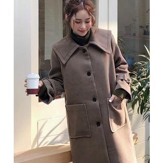 Wide-collar Single-breasted Coat