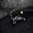 Scorpio Cat Zodiac Necklace Black Cat - Black & Gold - One Size