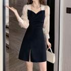 Long-sleeve Two Tone A-line Dress (various Designs)