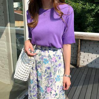 Short-sleeve Summer Knit Top In 10 Colors