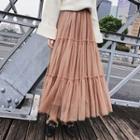 Maxi Accordion Pleat Mesh Skirt