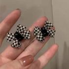 Bow Checker Acrylic Earring 1 Pair - Black & White - One Size