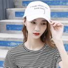 Letter Embroidered Baseball Cap White - One Size