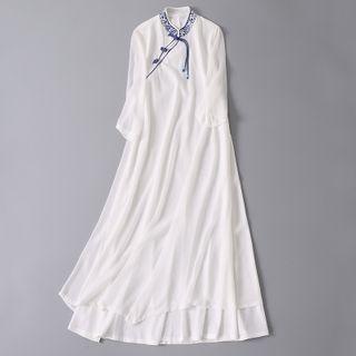 3/4-sleeve Traditional Chinese Maxi Dress