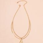Letter A Pendant Layered Alloy Necklace Gold - One Size