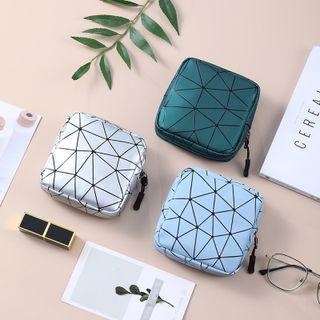 Geometric Print Faux Leather Sanitary Pouch