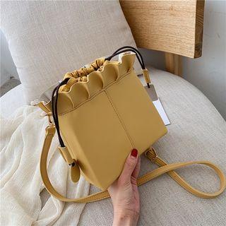 Ruffle Trim Faux Leather Crossbody Bag
