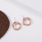 Rhinestone Hoop Stud Earring 1 Pair - Era058-25 - Rose Gold - One Size