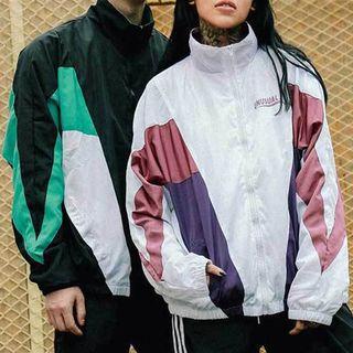 Couple Matching Color Block Zip Windbreaker