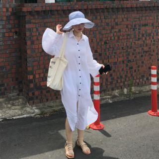 Side Slit Midi Shirt Dress