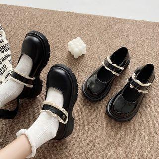 Lace Trim Platform Block Heel Mary Jane Shoes