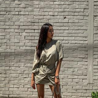 Round-neck Draped-detail Dress