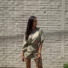 Round-neck Draped-detail Dress