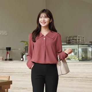 Sailor-collar Single-button Blouse