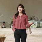 Sailor-collar Single-button Blouse