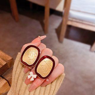 Embossed Alloy Earring 1 Pair - E4799 - Gold - One Size