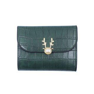 Croc Grain Faux Leather Trifold Wallet