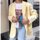Plain Long-sleeve Blazer Light Yellow - One Size