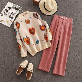 Set: Heart Sweater + Wide Leg Pants