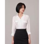 Open-placket Flap-detail Blouse