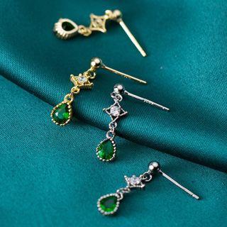 925 Sterling Silver Rhinestone Water Drop Earring