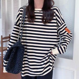Long-sleeve Oversized Striped Sweatshirt