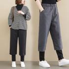 Mock Two-piece High-waist Woolen Pants