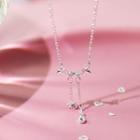 Alloy Bow Pendant Necklace Silver - One Size