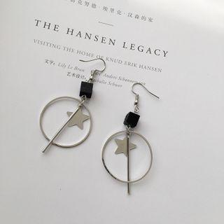 Geometric Alloy Wooden Cube Dangle Earring 1 Pair - Gold - One Size