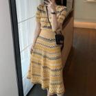 Patterned Sleeveless Mini Dress / Short-sleeve Top / Midi Skirt