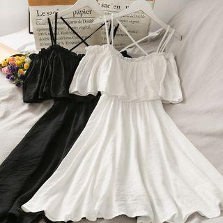 Off-shoulder Strappy A-line Dress