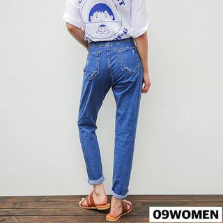 Plus Size Hidden Waist-band Baggy-fit Jeans