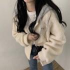 Long-sleeve Shearling Hooded Pullover
