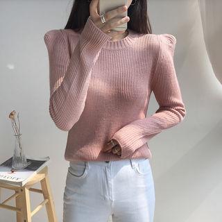 Sharp-shoulder Rib-knit Top