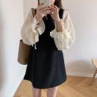 Balloon-sleeve Flared-cuff A-line Dress Off-white - One Size