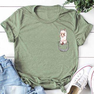 Short-sleeve Llama Print T-shirt