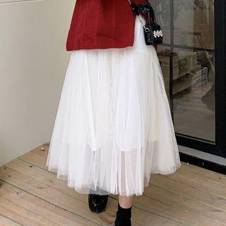 High-waist Plain Sheer Skirt