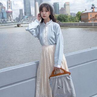 Long-sleeve Top / Pleated Skirt