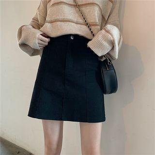 Plain High-waist A-line Skort