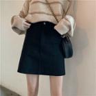 Plain High-waist A-line Skort