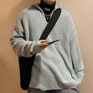 Collared Knit Hoodie