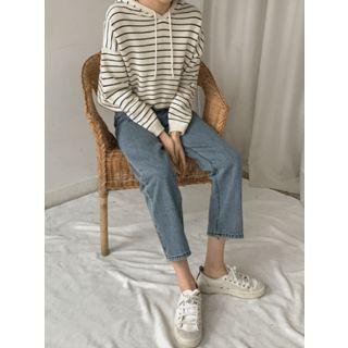 Stripe Loose-fit Knit Hoodie