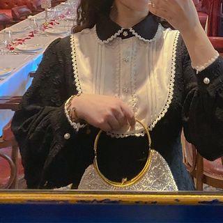 Lace Trim Long-sleeve Blouse / Midi A-line Dress (various Designs)