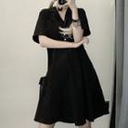 Lapel Collar Short-sleeve A-line Dress