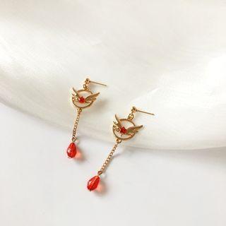 Wings Faux Crystal Dangle Earring 1 Pr - Gold - One Size