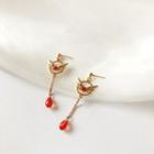 Wings Faux Crystal Dangle Earring 1 Pr - Gold - One Size